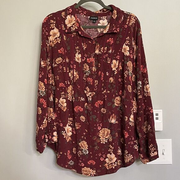 Torrid Top Lace Trim Babydoll Tunic Textured Stretch Rayon Floral Blouse 2X‎ EUC - Picture 1 of 12